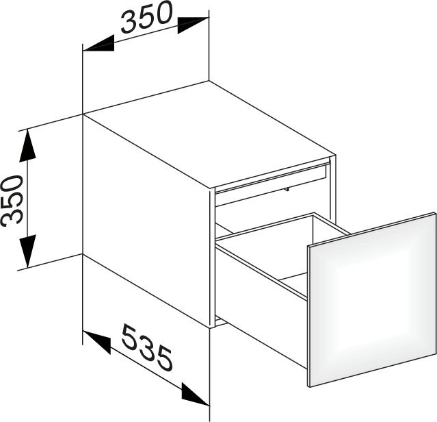 KEUCO Sideboard Edition 11 Planning 35x35x53,5cm, 1 Frontauszug, Innenbeleuchtung, Lack Seidenmatt, Glas Schwarz