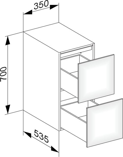 KEUCO Sideboard Edition 11 Planning 35x70x53,5cm, 2 Frontauszüge, Lack Seidenmatt, Glas Schwarz