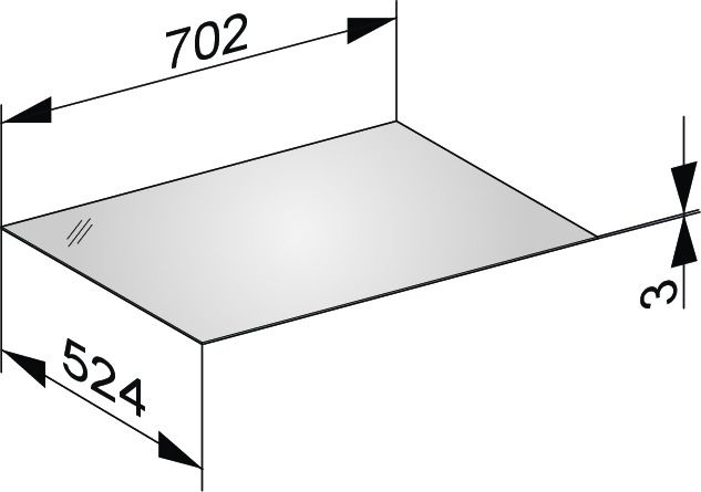 KEUCO Abdeckplatte Edition 11 Planning 70,2 x 3 x 52,4 cm, Kristallglas schwarz, klar, Unterseite lackiert