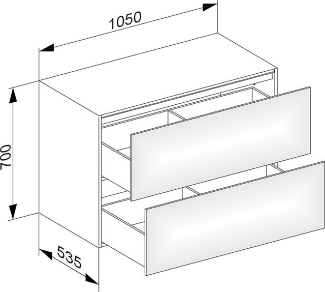 KEUCO Sideboard Edition 11 Planning 105x35x53,5cm, 2 Frontauszüge, Furnier Eiche Hell
