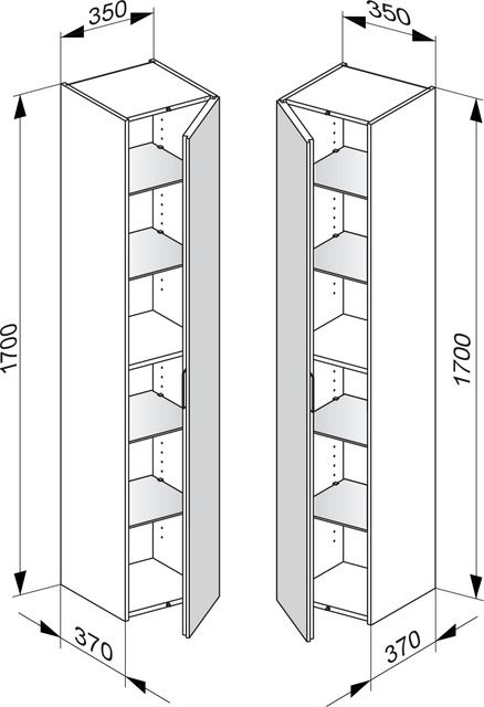 KEUCO Hochschrank Edition 11 Planning 35x170x37cm, 1-türig, links, Strukturlack Weiß