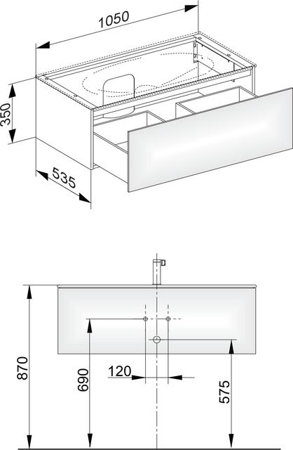 KEUCO Waschtischunterschrank Edition 11 105x35x53,5cm, 1 Frontauszug, Innenbeleuchtung, Furnier Eiche Hell