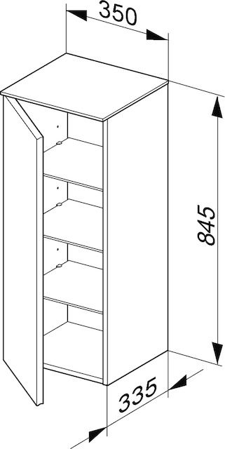 KEUCO Mittelschrank Royal Reflex 35x84,5x33,5cm, 1-türig, links, schwarz/schwarz