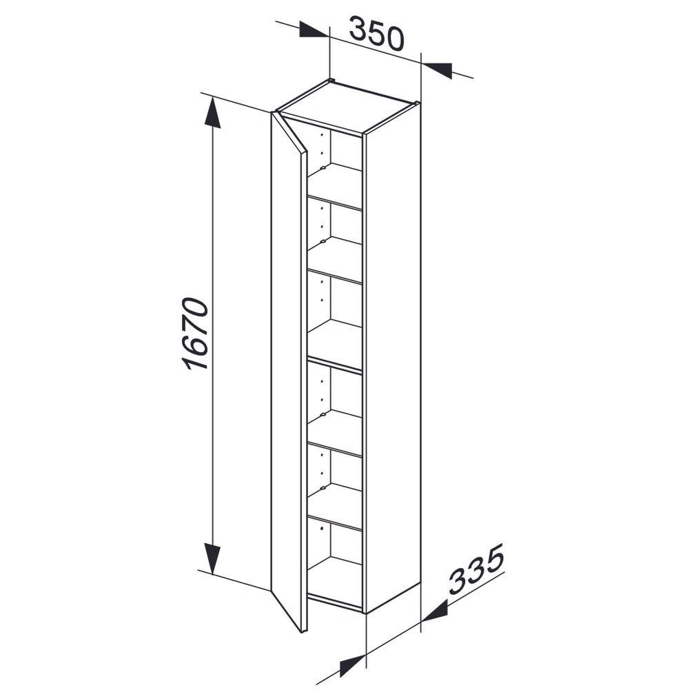 KEUCO Hochschrank Royal Reflex 35x167x33,5cm, 1-türig, links, Magnolie/Magnolie