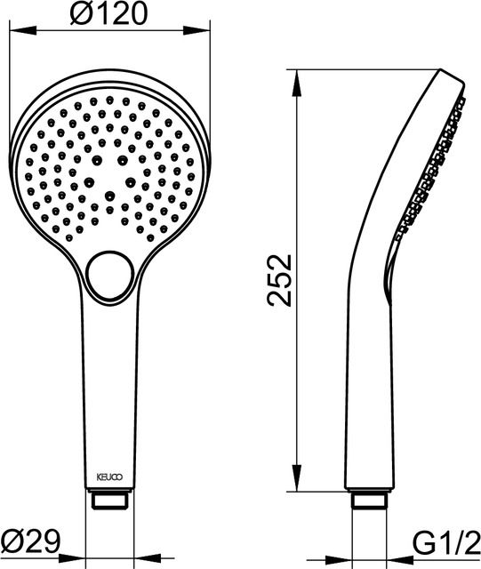 KEUCO Handbrause IXMO 3 Strahlarten, schwarz matt