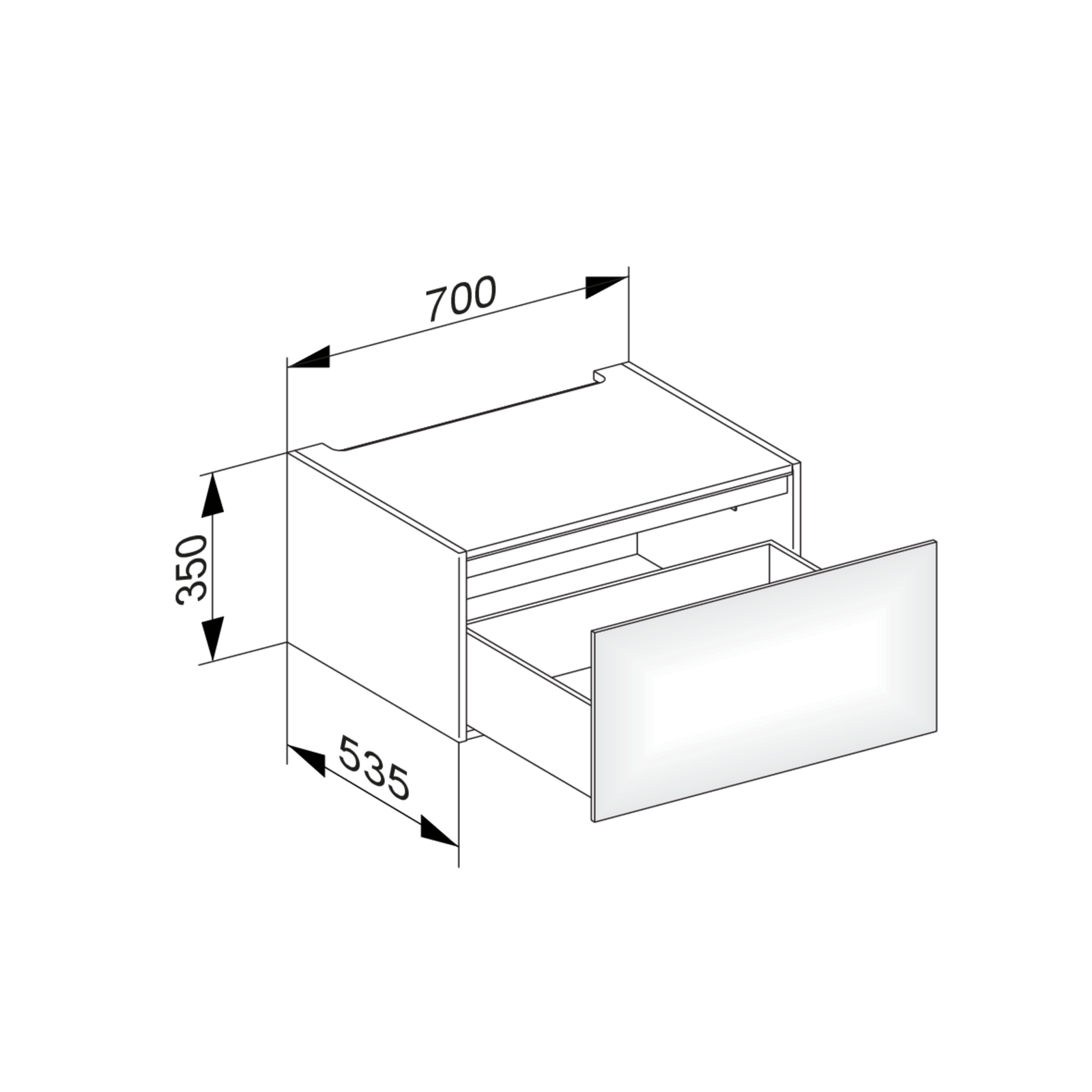 KEUCO Unterschrank Edition 11 70x35x53,5cm, 1 Frontauszug, Beleuchtung, Weiß, Glas Weiß satiniert