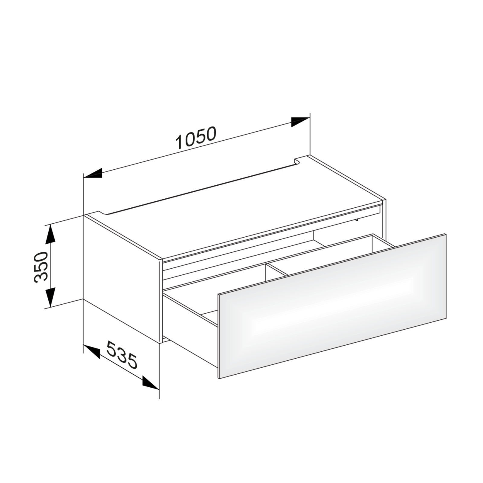 KEUCO Unterschrank Edition 11 105x35x53,5cm, 1 Frontauszug, Weiß, Glas Weiß satiniert