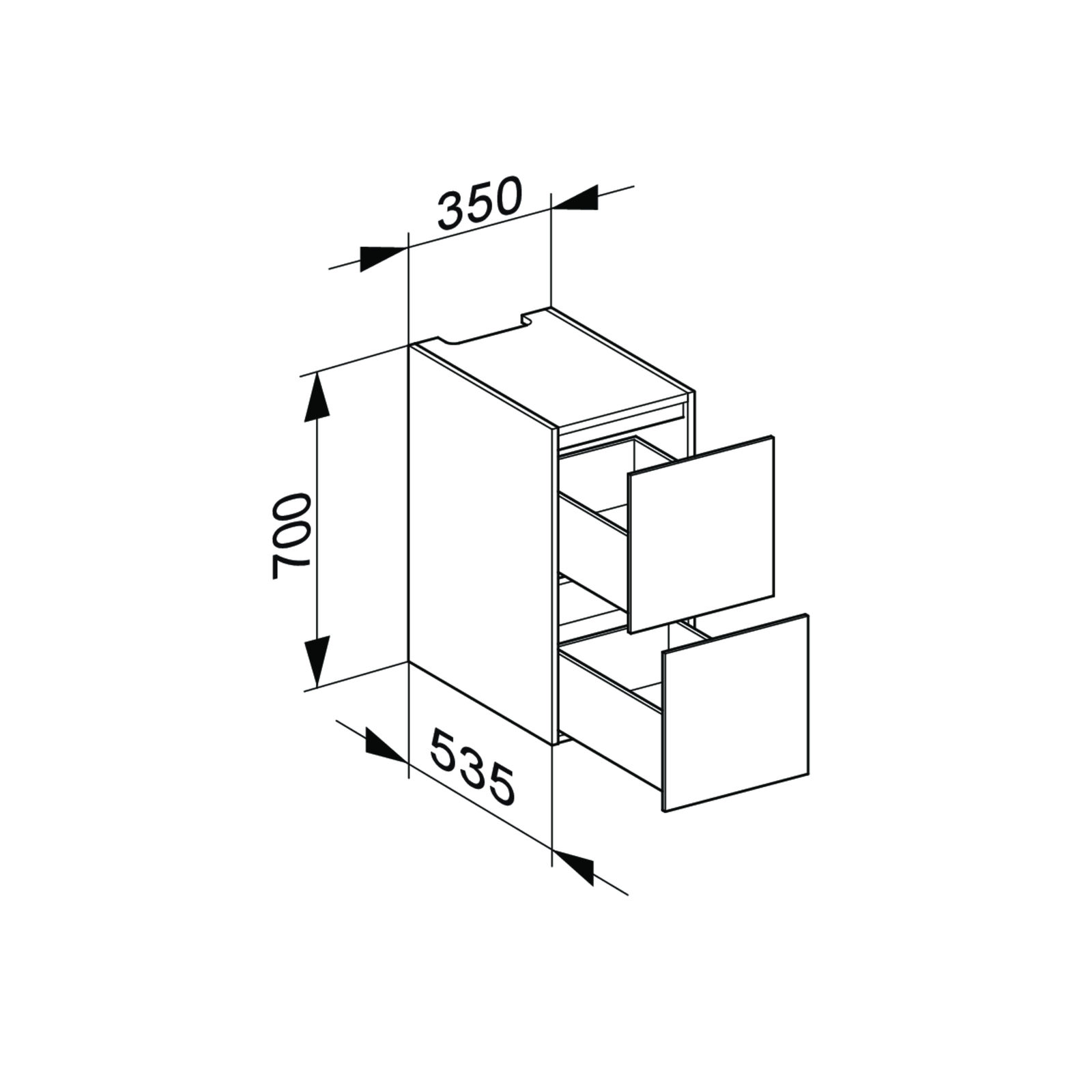 KEUCO Unterbauschrank Edition 11 Planning Strukturlack Trüffel, 35x70x53,5cm, 2 Frontauszüge, Innenbeleuchtung