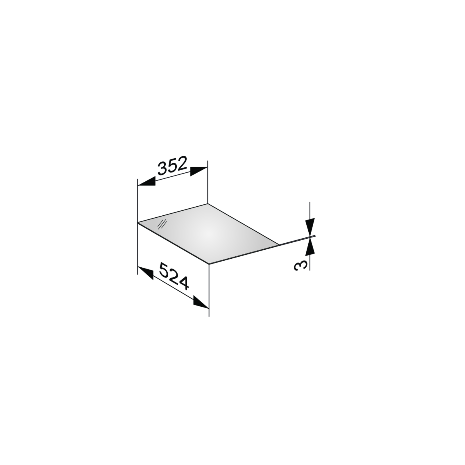 KEUCO Abdeckplatte Edition 11 35,2 x 0,3 x 52,4 cm, Weiß, Glas Weiß satiniert, ESG Glas Unterseite lackiert