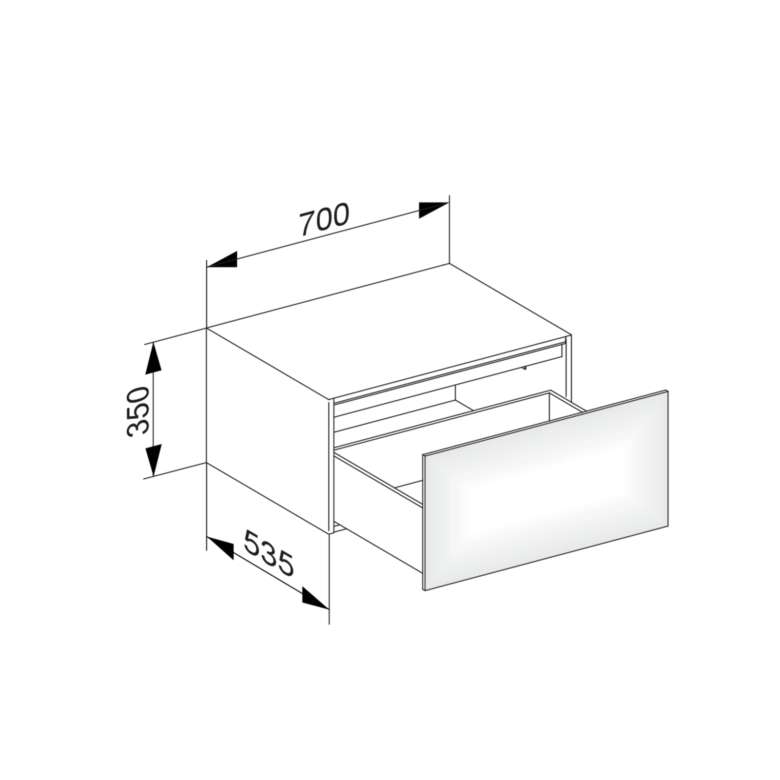 KEUCO Sideboard Edition 11 70x35x53,5cm, 1 Frontauszug, Cashmere, Glas Cashmere