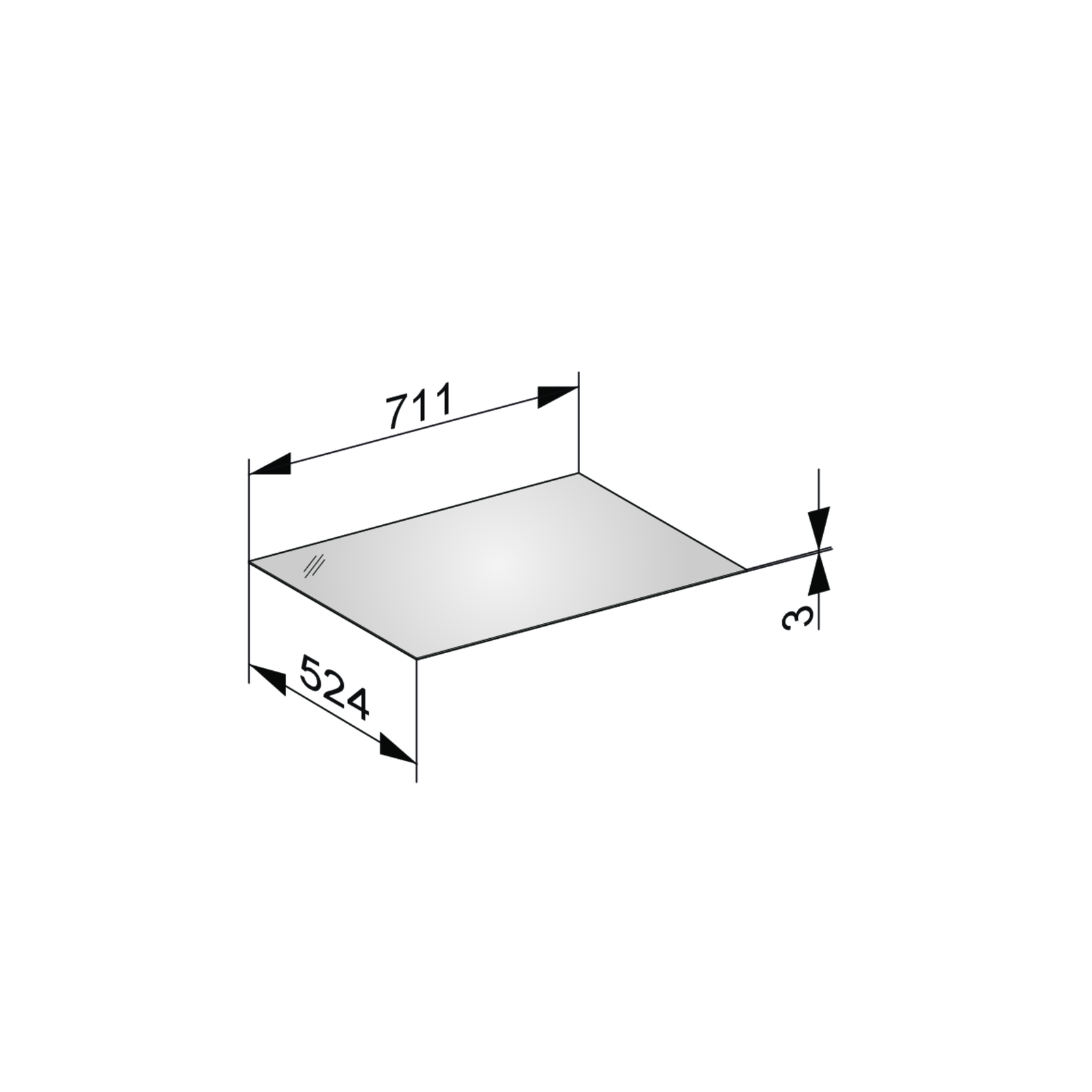 KEUCO Abdeckplatte Edition 11 71,1 x 0,3 x 52,4 cm, Cashmere, Glas Cashmere, ESG Glas Unterseite lackiert