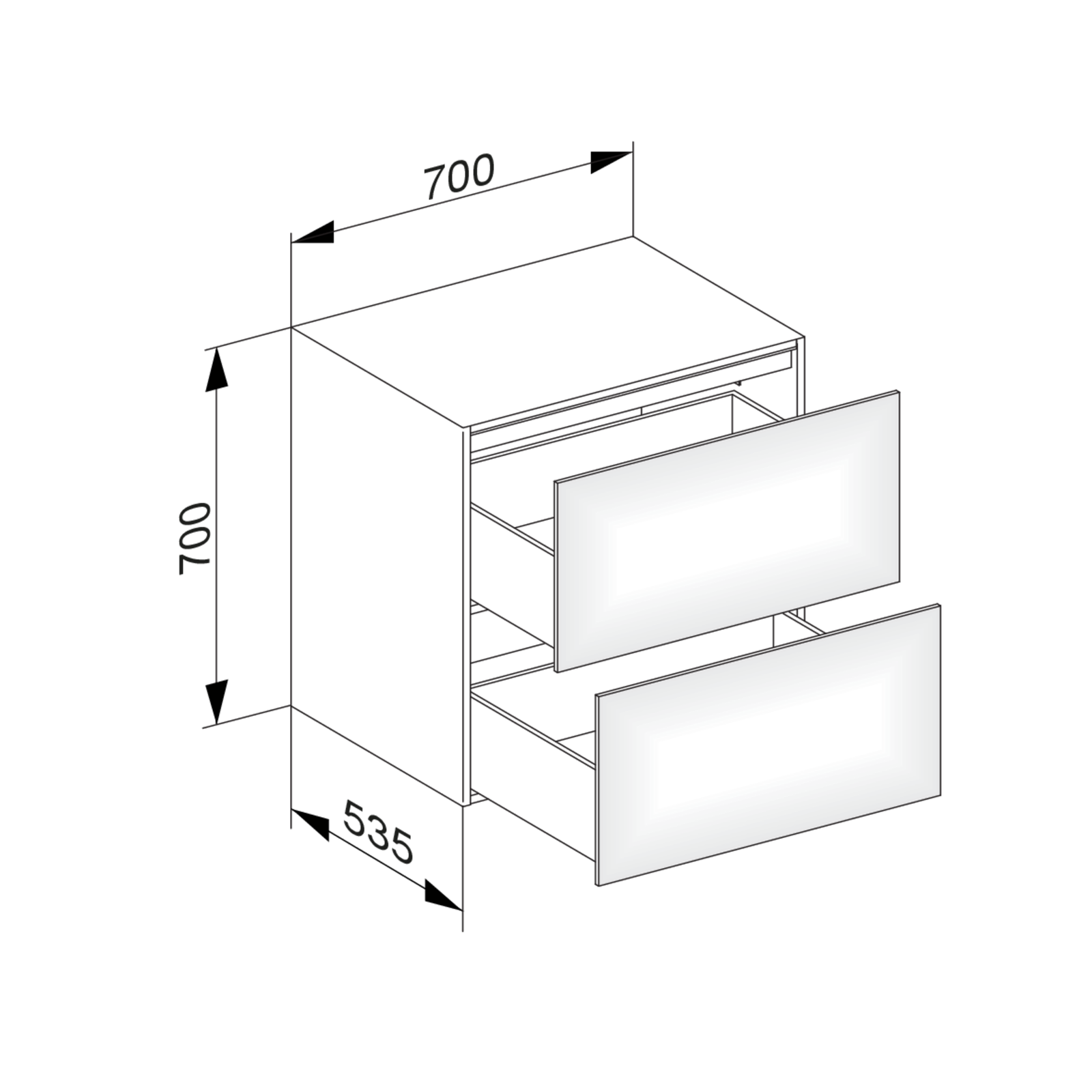 KEUCO Sideboard Edition 11 70x70x53,5cm, 2 Frontauszüge, Cashmere, Glas Cashmere satiniert