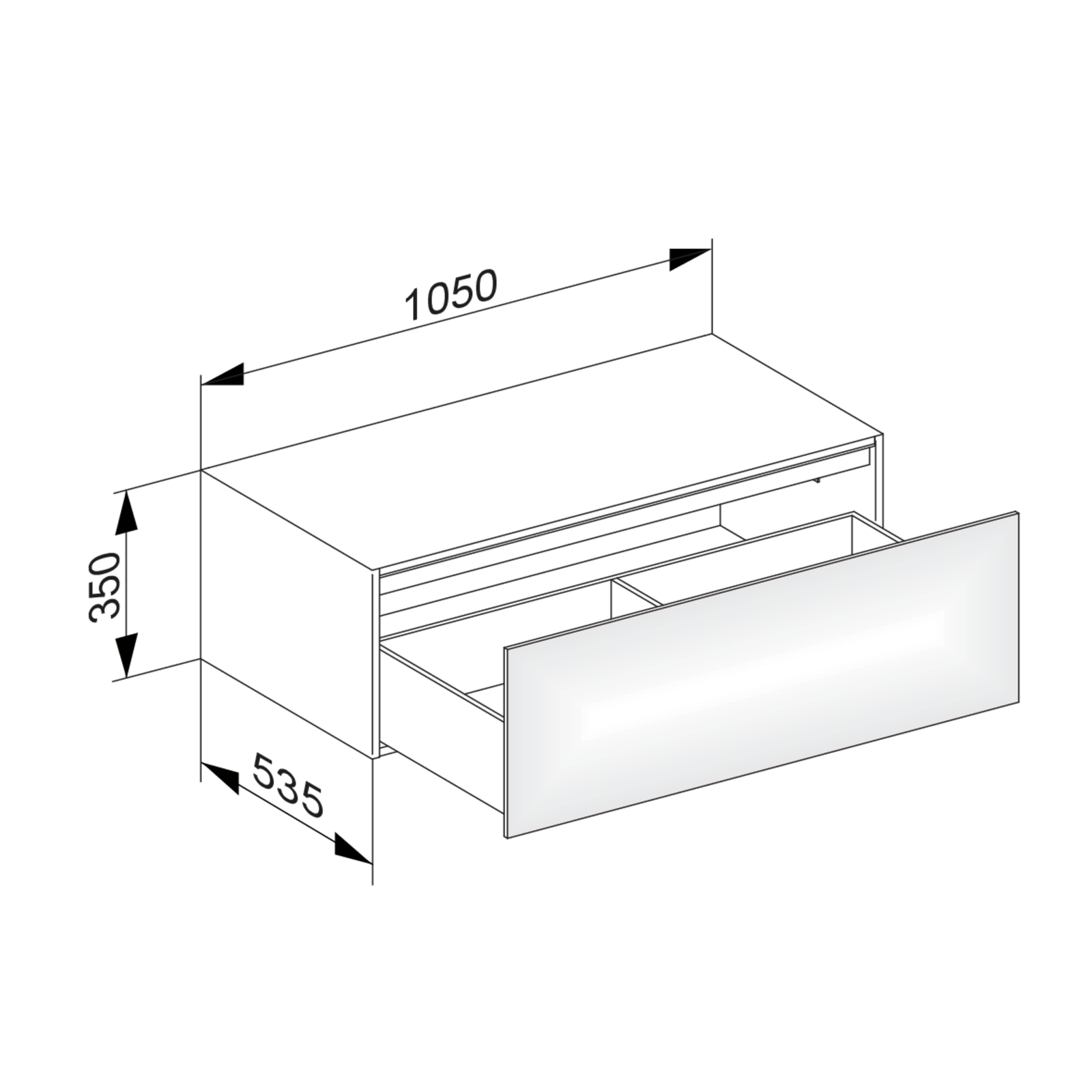 KEUCO Sideboard Edition 11 Planning 105x35x53,5cm, 1 Frontauszug, Strukturlack Weiß