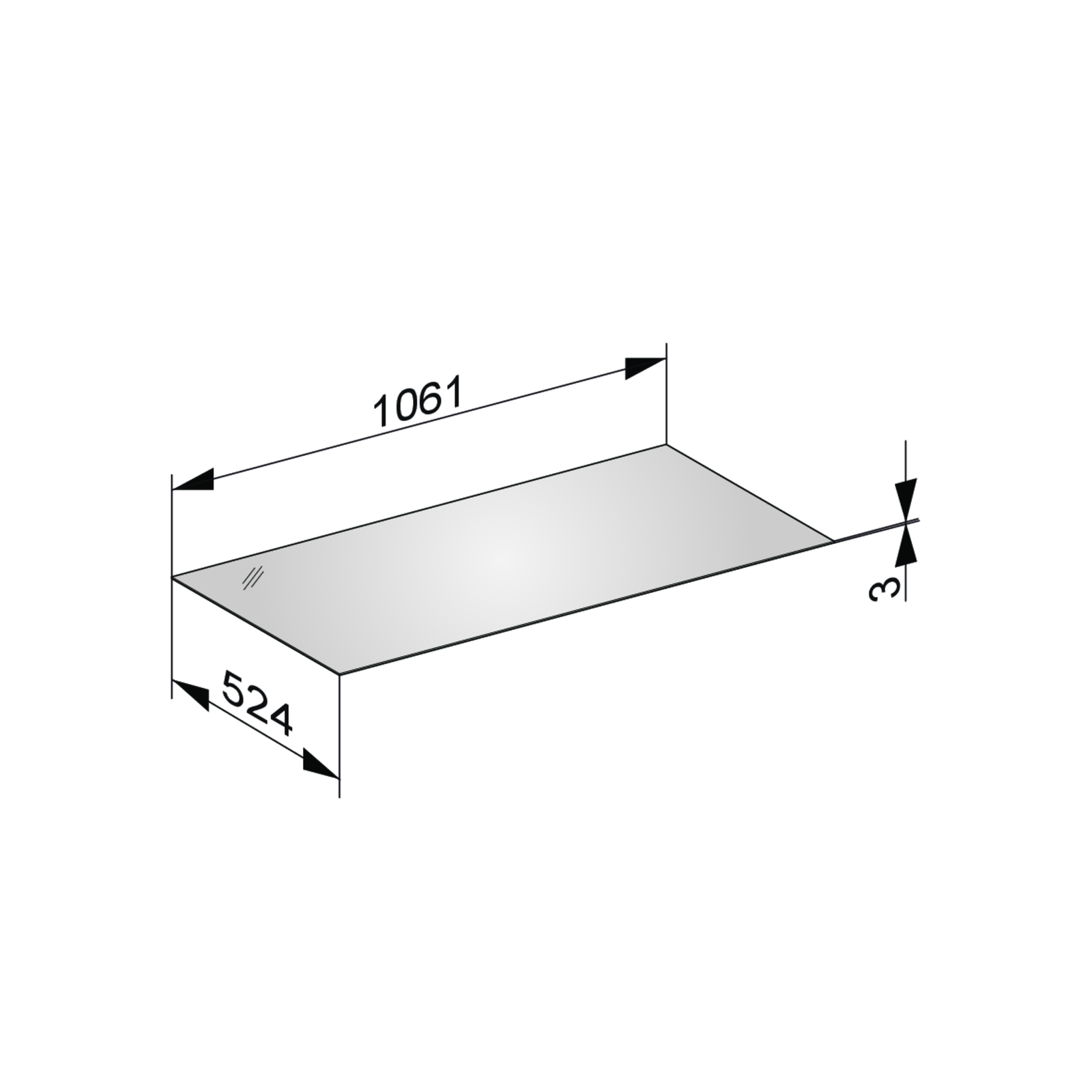 KEUCO Abdeckplatte Edition 11 106,1 x 0,3 x 52,4 cm, Cashmere, Glas Cashmere, ESG Glas Unterseite lackiert