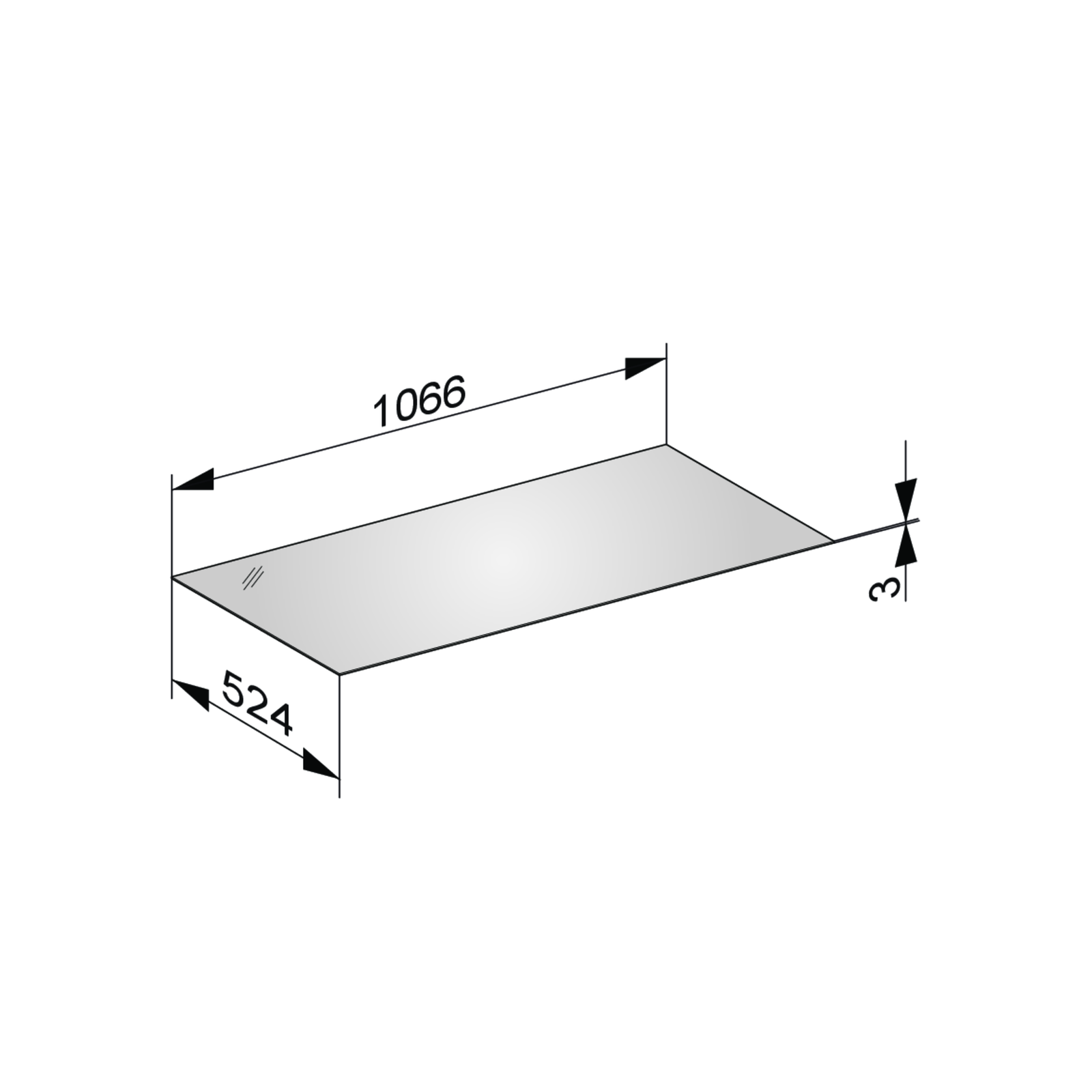 KEUCO Abdeckplatte Edition 11 106,6 x 0,3 x 52,4 cm, Weiß, Glas Weiß satiniert, ESG Glas Unterseite lackiert