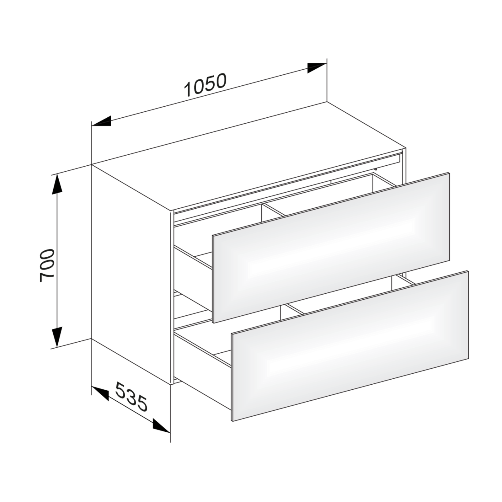 KEUCO Sideboard Edition 11 Planning 105x70x53,5cm, 2 Frontauszüge, Beleuchtung, Cashmere, Glas Cashmere satiniert