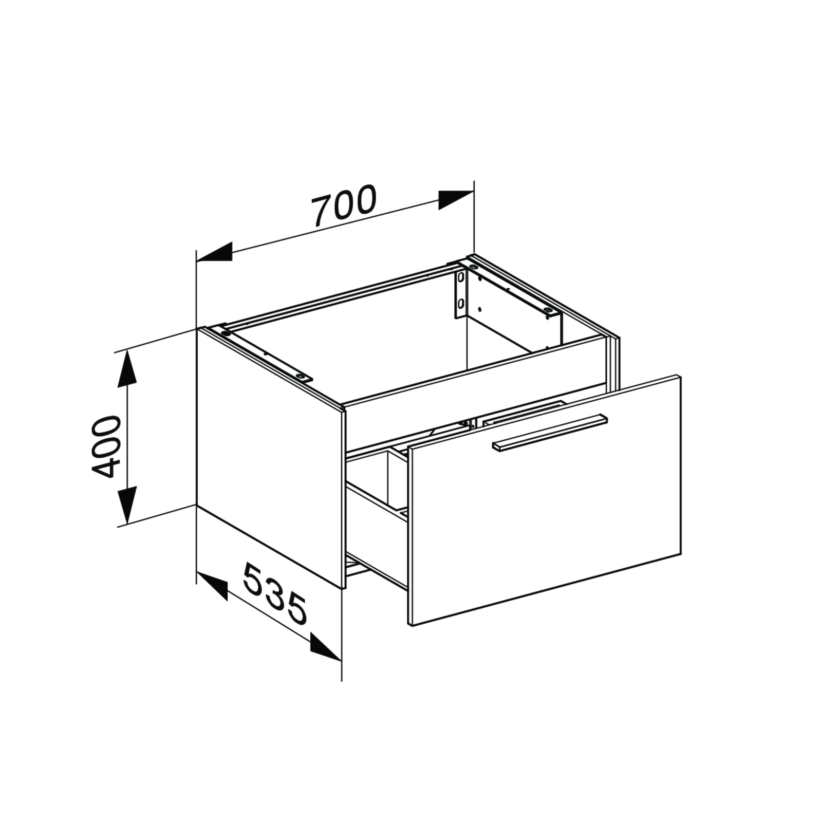 KEUCO Waschtisch-Unterschrank Royal 60 70x40x53,5cm, 1-türig, Frontauszug, Dekor weiß glanz