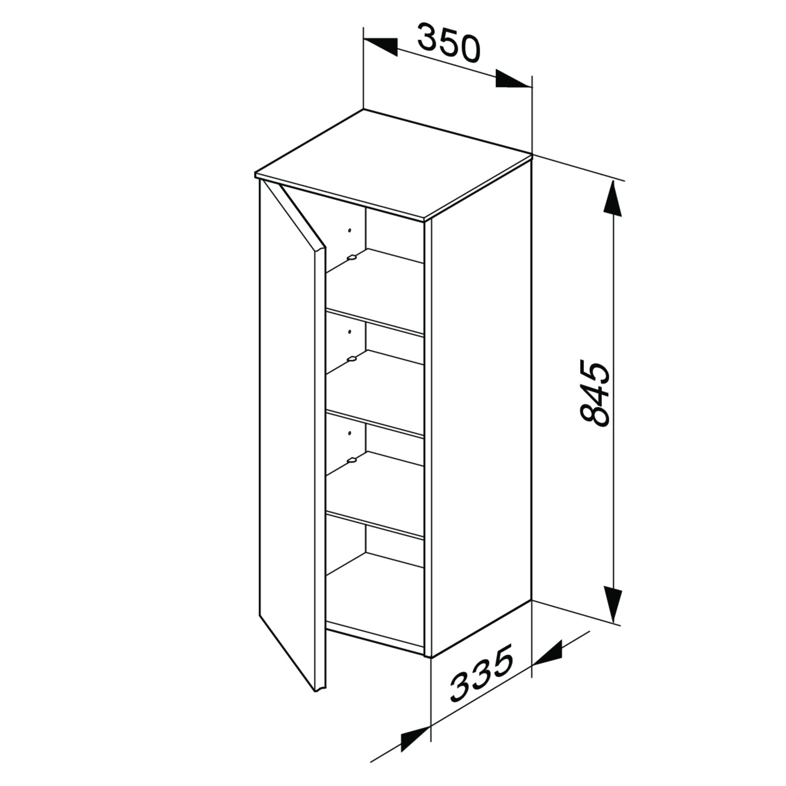 KEUCO Mittelschrank Royal Reflex 35x84,5x33,5cm, 1-türig, links, weiß/weiß