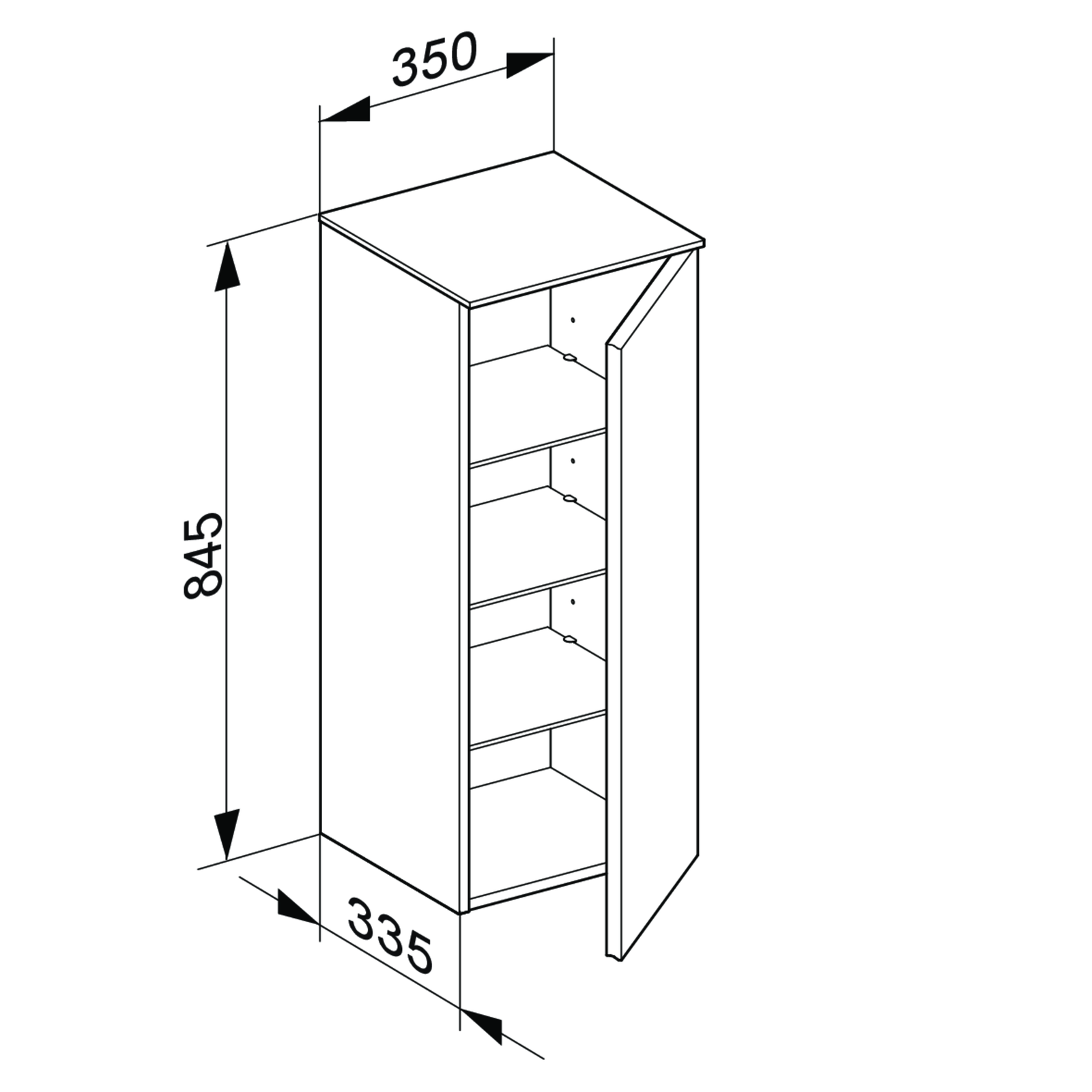 KEUCO Mittelschrank Royal Reflex 35x84,5x33,5cm, 1-türig, rechts, anthrazit/anthrazit