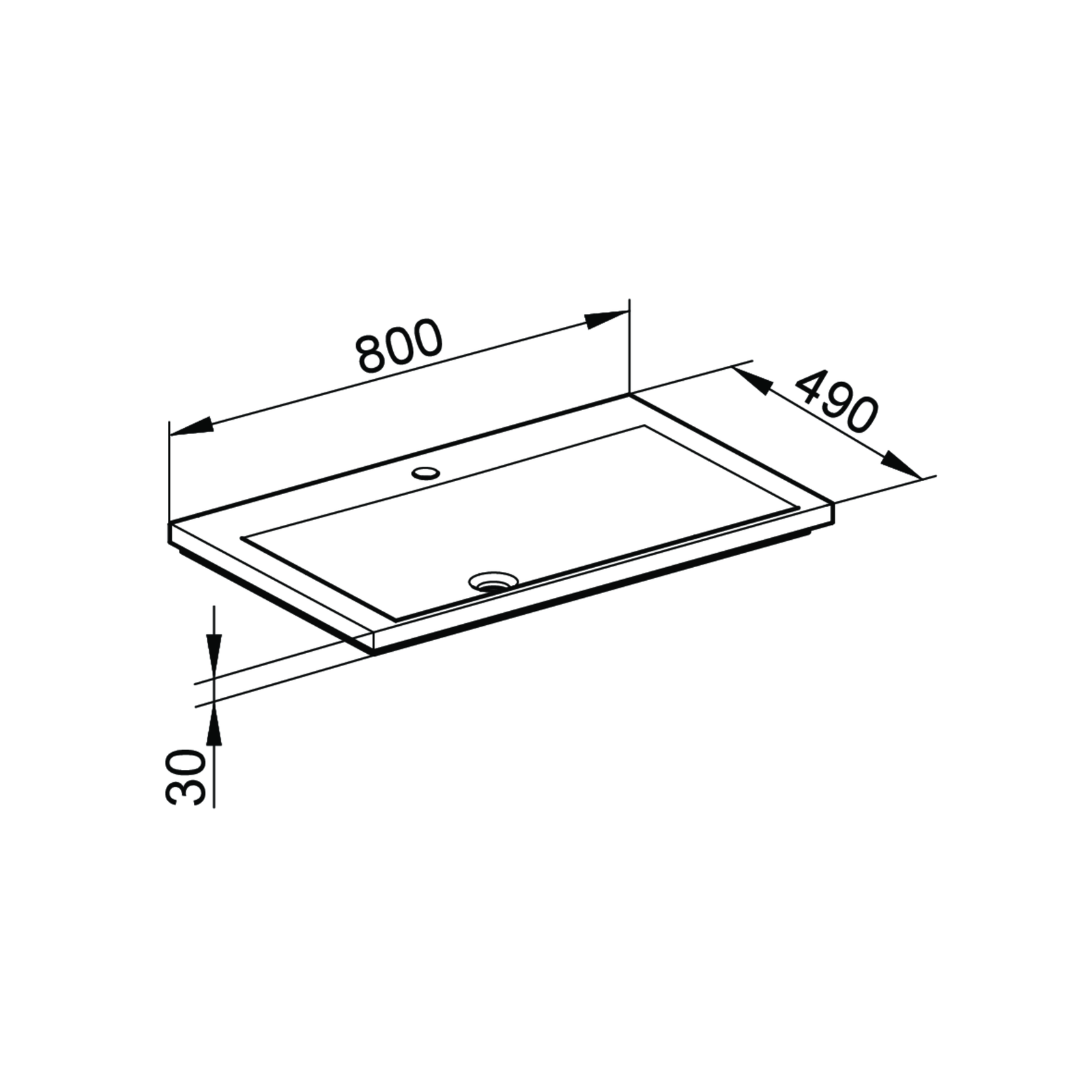 KEUCO Mineralguss-Waschtisch Royal Reflex 80 x 3 x 49 cm, weiß, 1 Hahnloch, mit Ab-/Überlaufsystem
