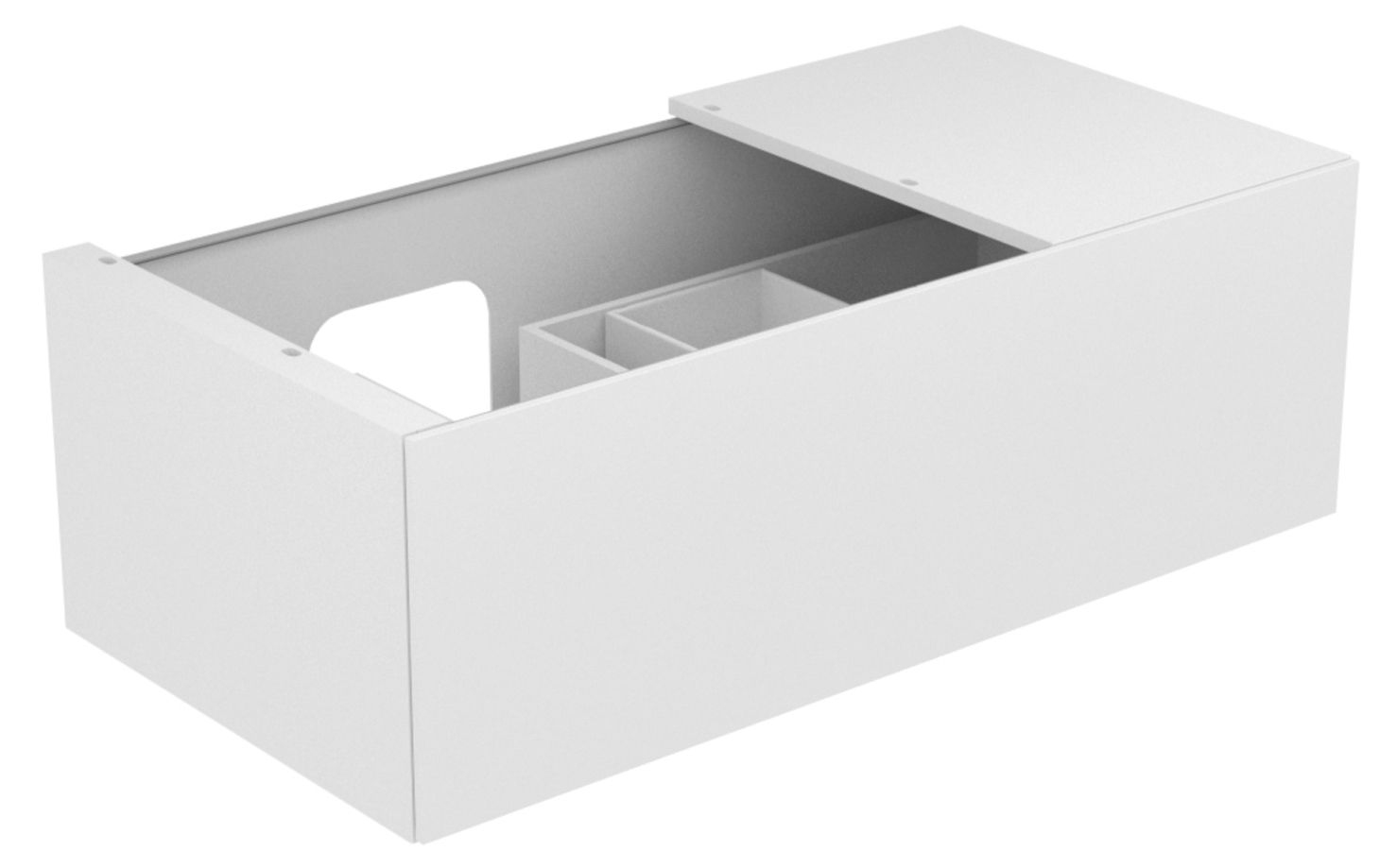 KEUCO Waschtischunterschrank Edition 11 105x35x53,5cm, 1 Frontauszug, links, Lack Seidenmatt, Glas Weiß