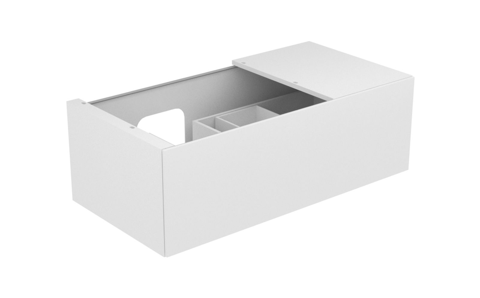 KEUCO Waschtischunterschrank Edition 11 105x35x53,5cm, 1 Frontauszug, links, Weiß, Glas Weiß