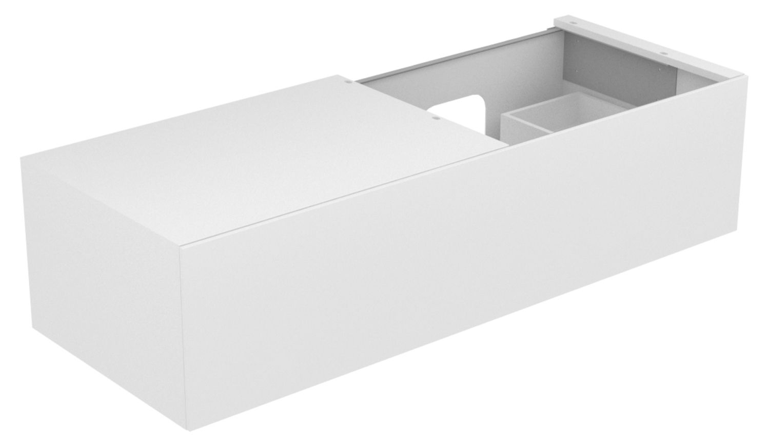 KEUCO Waschtischunterschrank Edition 11 140x35x53,5cm, Frontauszug rechts, Strukturlack Weiß