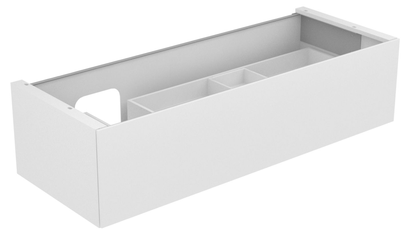 KEUCO Waschtischunterschrank Edition 11 Planning 140x35x53,5cm, 1 Frontauszug, links, Lack Hochglanz Weiß