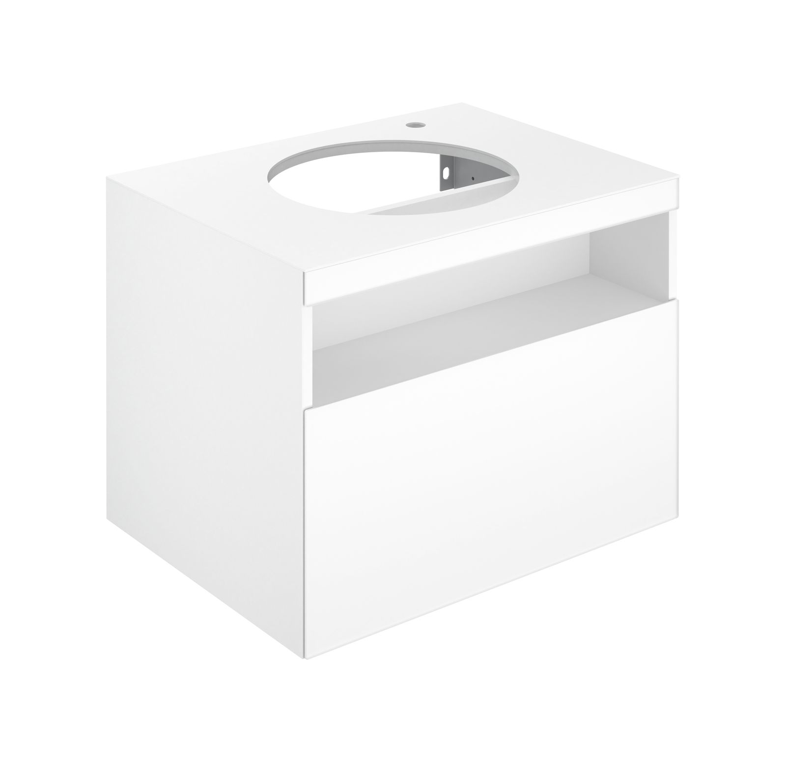 KEUCO Waschtisch-Unterschrank Stageline 65 x 55 x 49 cm, Dekor weiß, Glas weiß, 1 Frontauszug