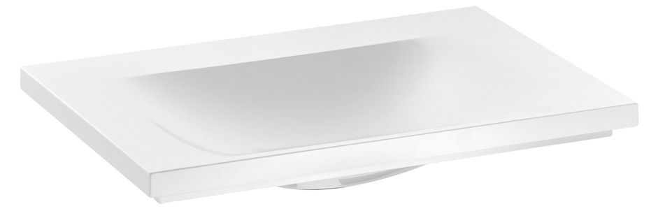 KEUCO Mineralguss-Waschtisch Royal Reflex 65 x 3 x 49 cm, weiß, 1 Hahnloch, mit Ab-/Überlaufsystem