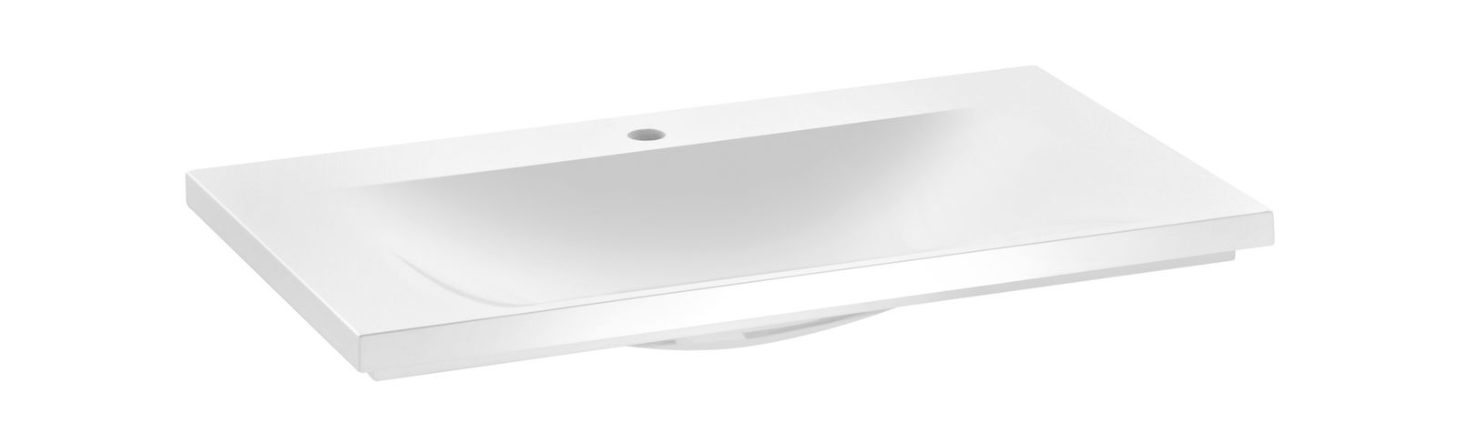 KEUCO Mineralguss-Waschtisch Royal Reflex 80 x 3 x 49 cm, weiß, 1 Hahnloch, mit Ab-/Überlaufsystem