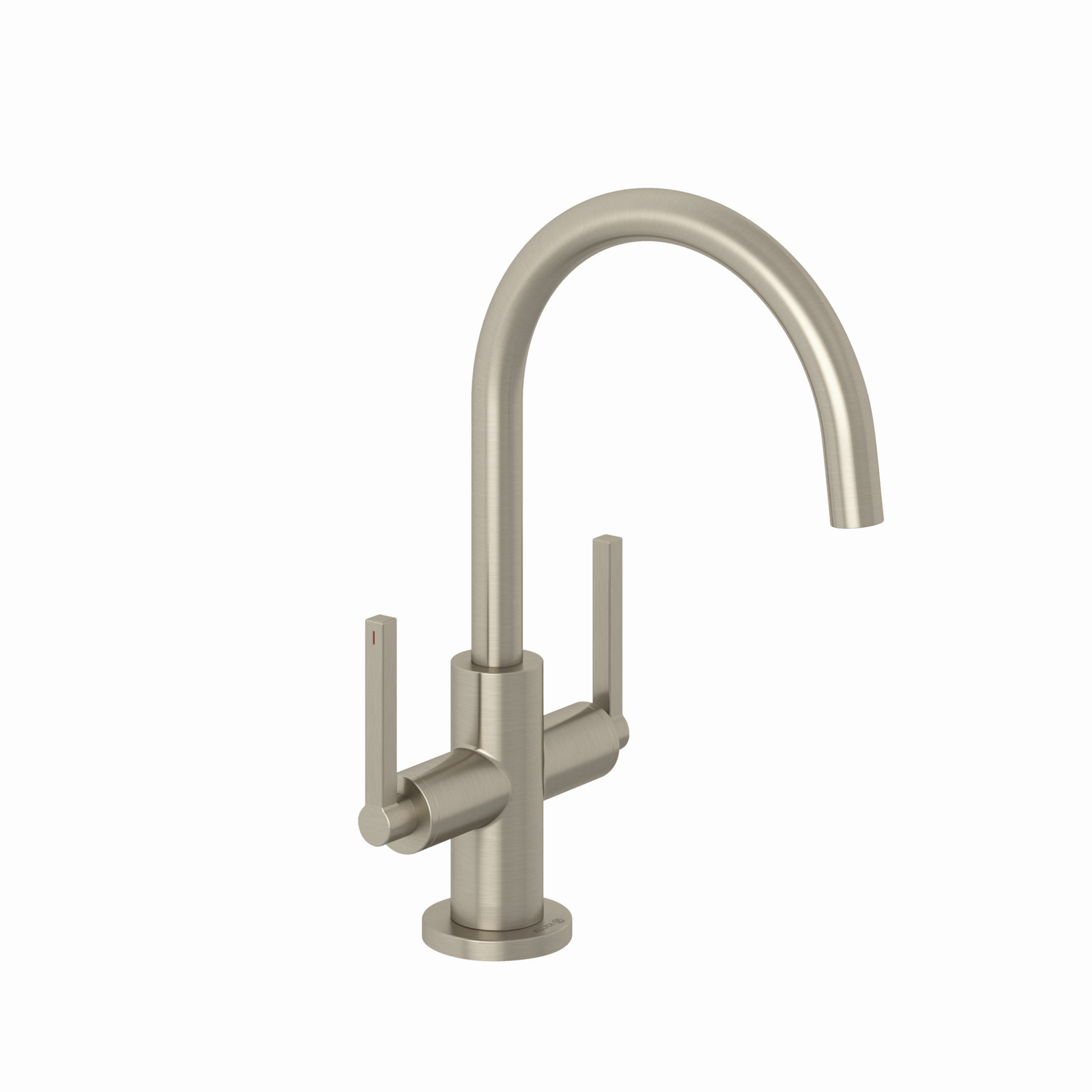 KLUDI Nova Fonte Waschtisch-Zweigriff-Armatur Puristic mit Ablaufgarnitur, stainless brushed nickel
