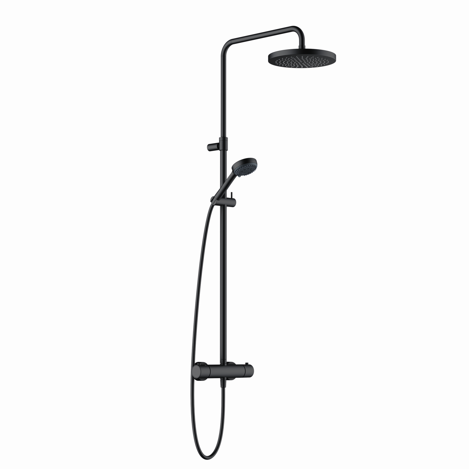 KLUDI Logo Thermostat-Dual-Shower-System mit Tellerkopfbrause d&#x3D; 245mm, mattschwarz
