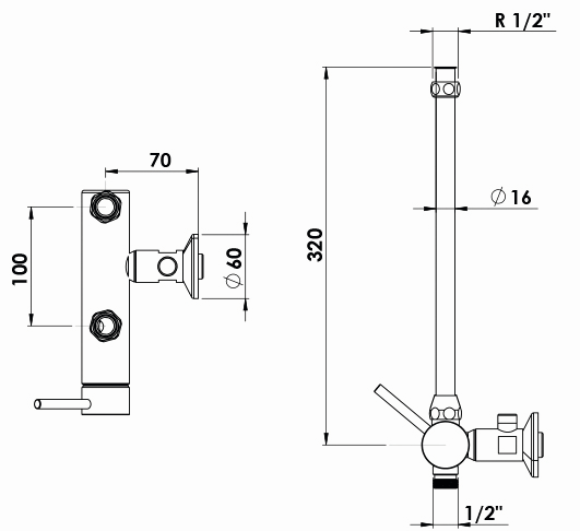 KWC Brause-Einhebelmischer Kuri verchromt, NW 1/2", Niederdruck, mit Handbrause