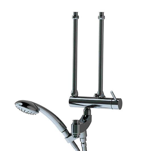 KWC Wannen-Einhebelmischer Kuri verchromt, NW 1/2", Niederdruck, mit Handbrause, mit automatischer Rückstellung