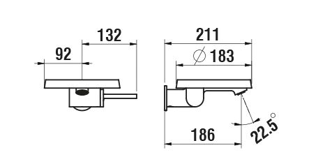 Laufen Waschtisch-Einhebelmischer KARTELL UP, Ausladung 186mm, Wandmontage, mit Disc Ablageschale Kristallklar, chrom