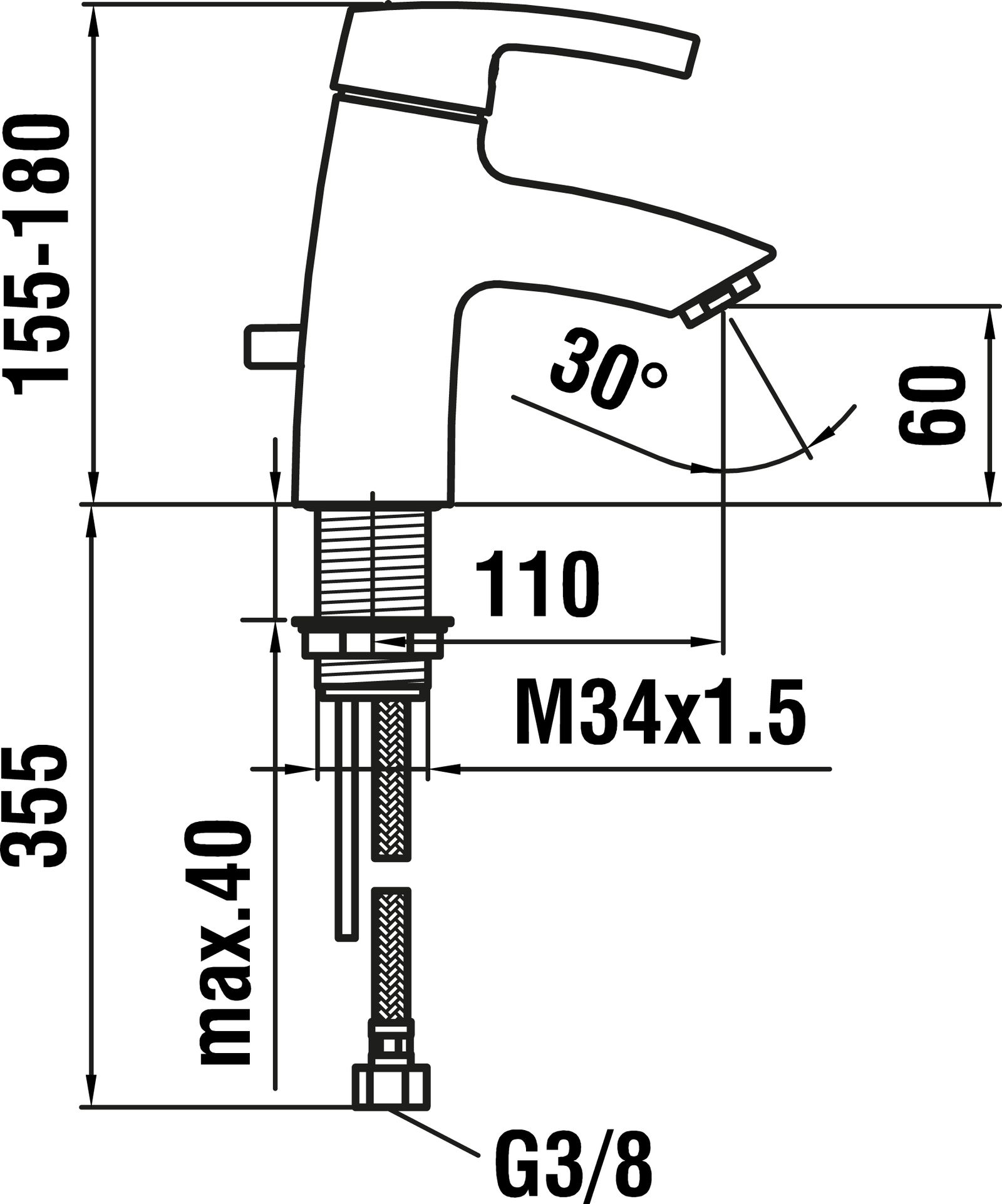 Laufen Waschtisch-Einhebelmischer Surf Festauslauf 110mm, ohne Ablaufventil, Griffhebel rot