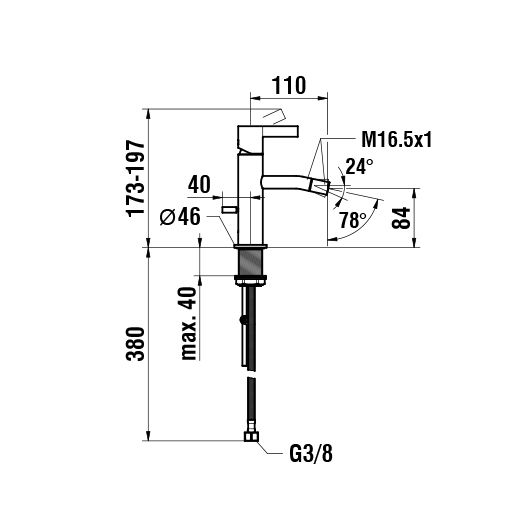 Laufen Bidet-Einhebelmischer KARTELL Ausladung 110mm, mit Ablaufventil, Chrom
