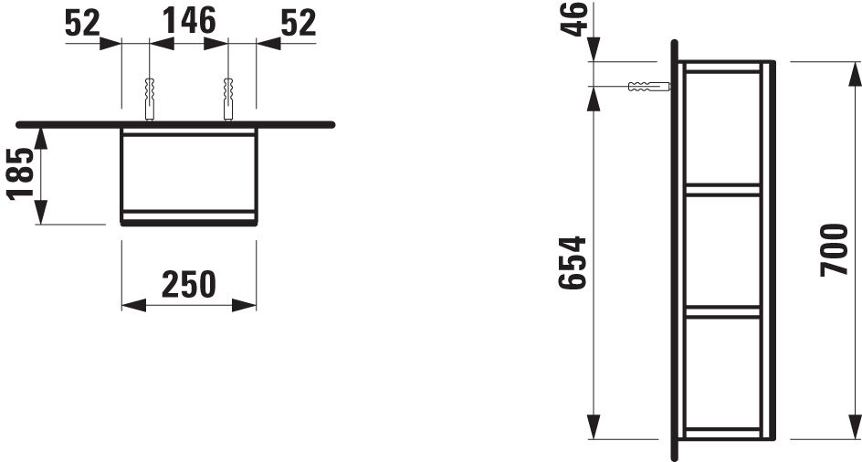 Laufen Spiegelelement BASE 25x70x18,5cm, verkehrsgrau