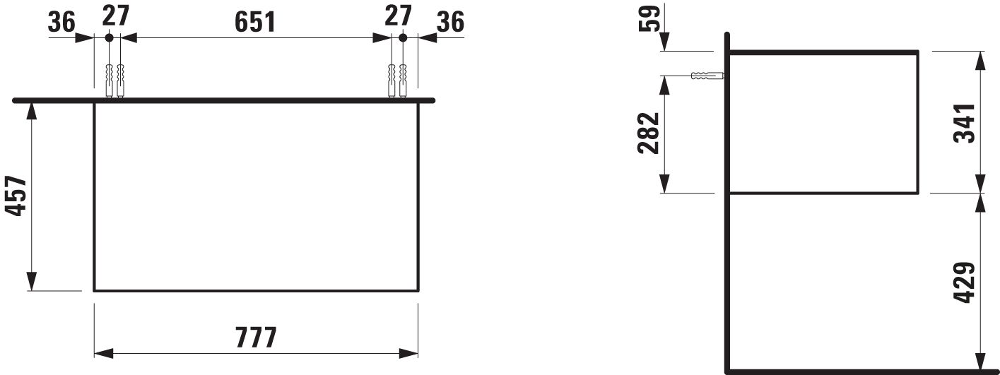 Laufen Schubladenelement/Sideboard SONAR 77,5x34x45,5cm, Sideboard ohne Ausschnitt, Titan