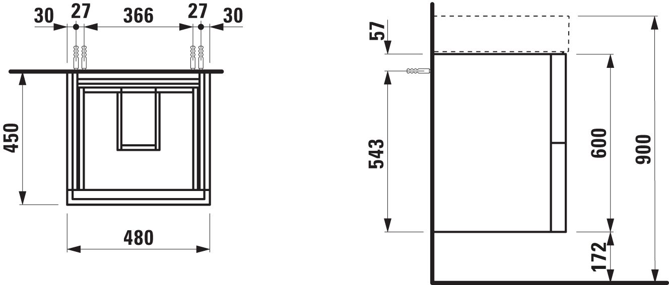 Laufen Waschtisch-Unterschrank KARTELL 48x60x45cm, 2 Schubladen, ockerbraun
