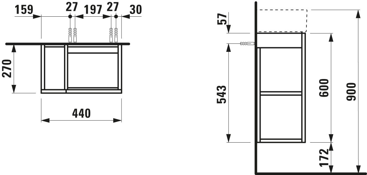 Laufen Waschtisch-Unterschrank KARTELL 44x60x45cm, ockerbraun