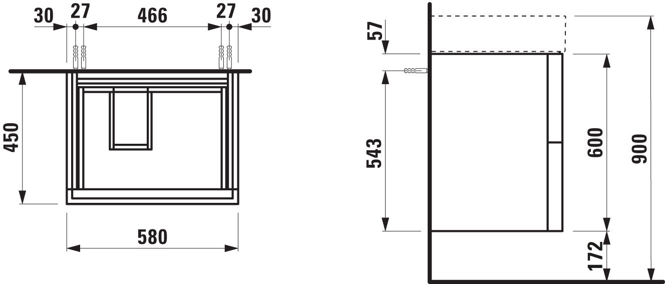 Laufen Waschtisch-Unterschrank KARTELL 58x60x45cm, 2 Schubladen, ockerbraun