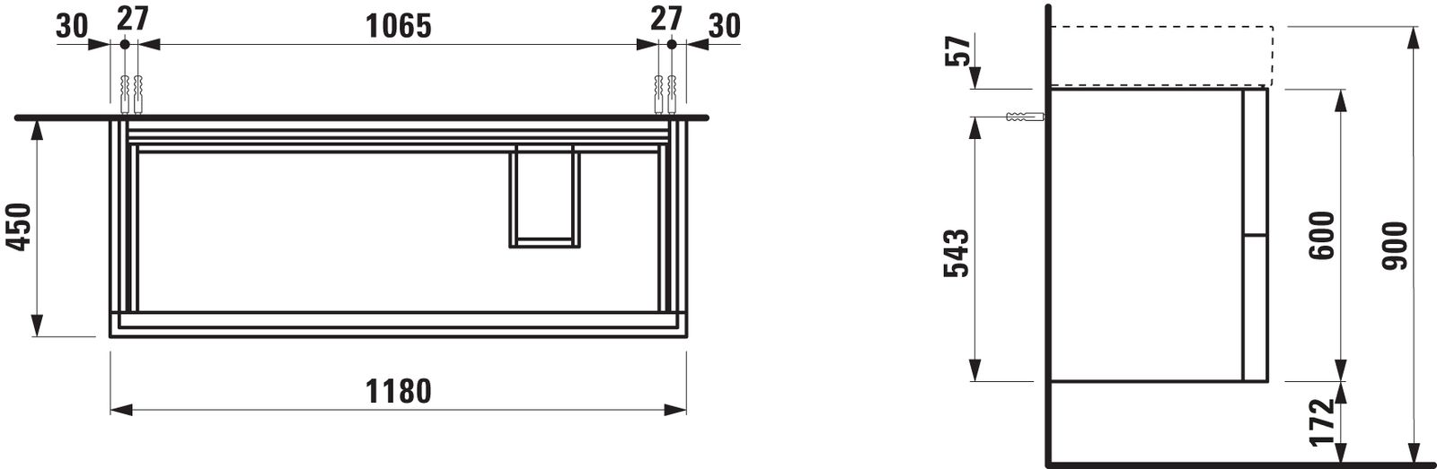 Laufen Waschtisch-Unterschrank KARTELL 118x60x45cm, 2 Schubladen, ockerbraun
