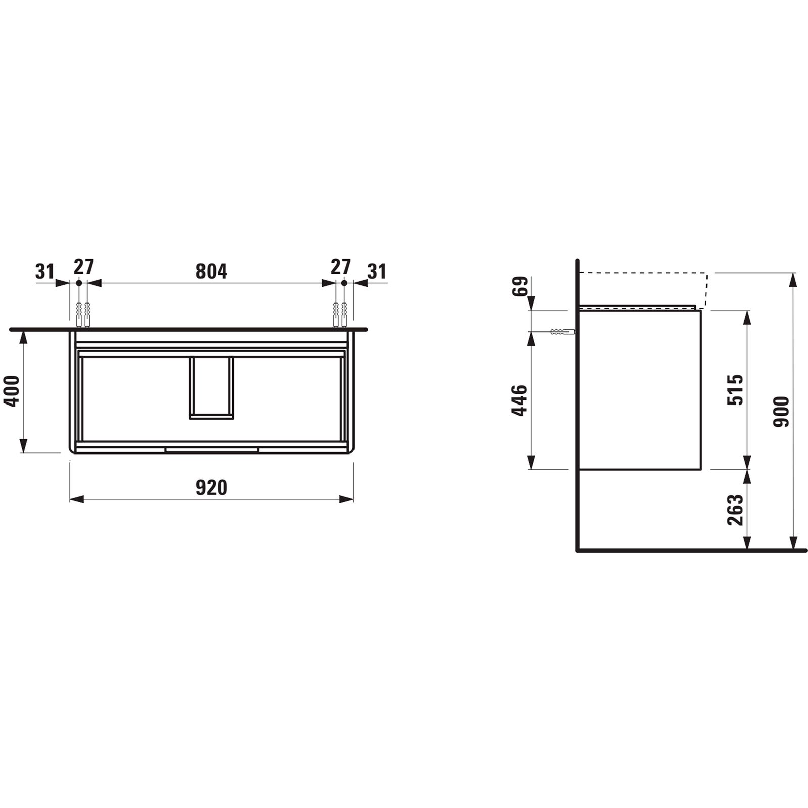 Laufen Waschtisch-Unterbau JUNA für VAL 92x51,5x40cm, 2 Schubladen, Verkehrsgrau