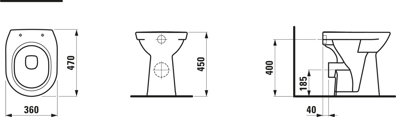 Laufen Stand-Tiefspül-WC PRO Abgang waagerecht, Keramikhöhe 45cm, weiß LCC Active