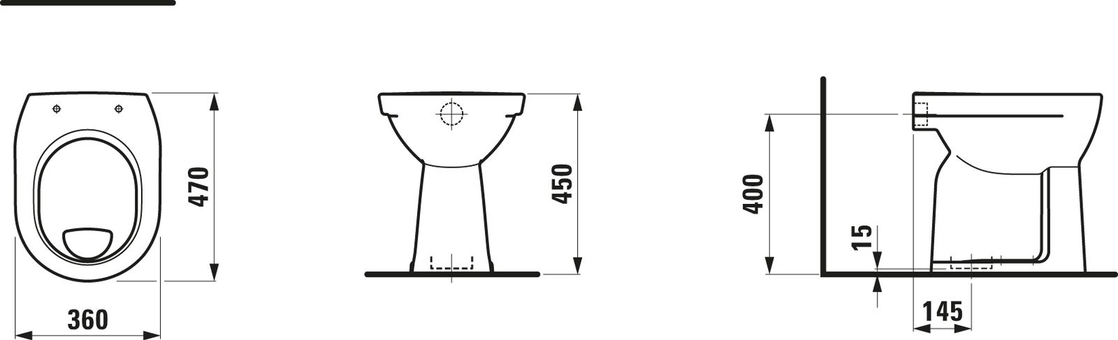 Laufen Stand-Flachspül-WC PRO pergamon, 36 x 47 cm, Abgang senkrecht