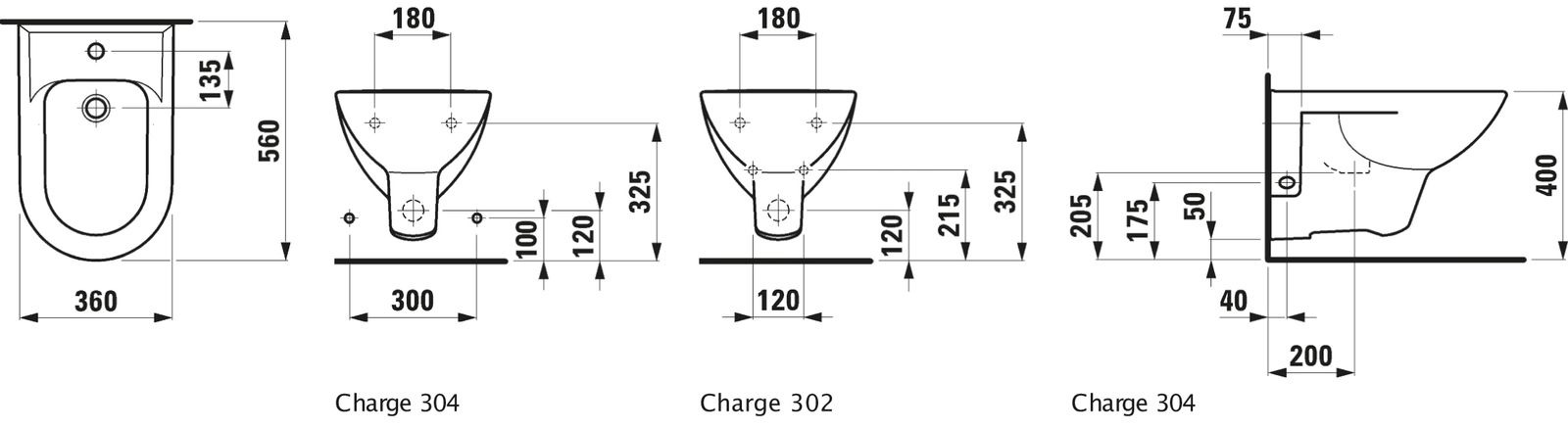 Laufen Wand-Bidet PRO 36 x 56 cm, pergamon