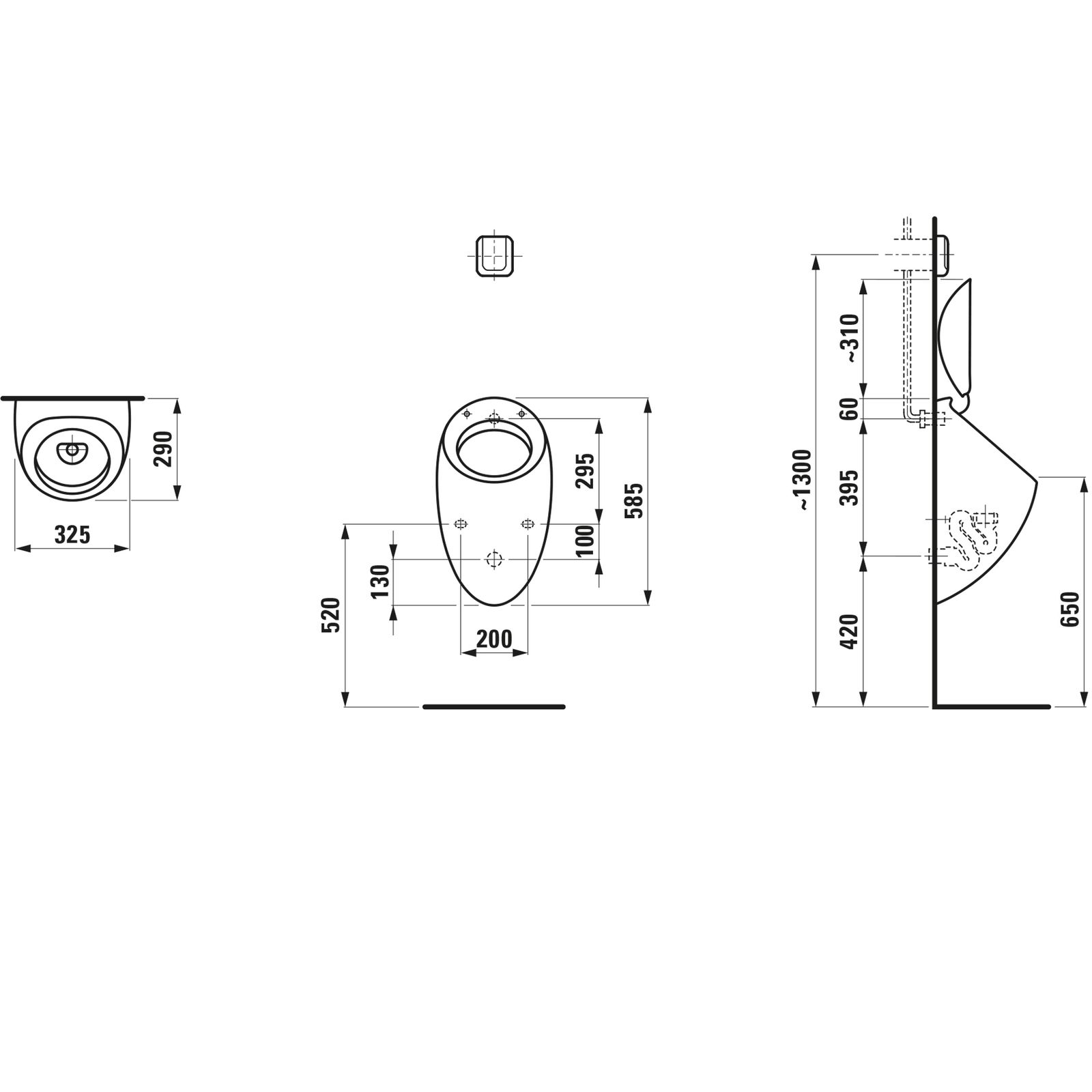 Laufen Absaug-Urinal ALESSI ONE weiß LCC, für Deckel, ohne Fliege