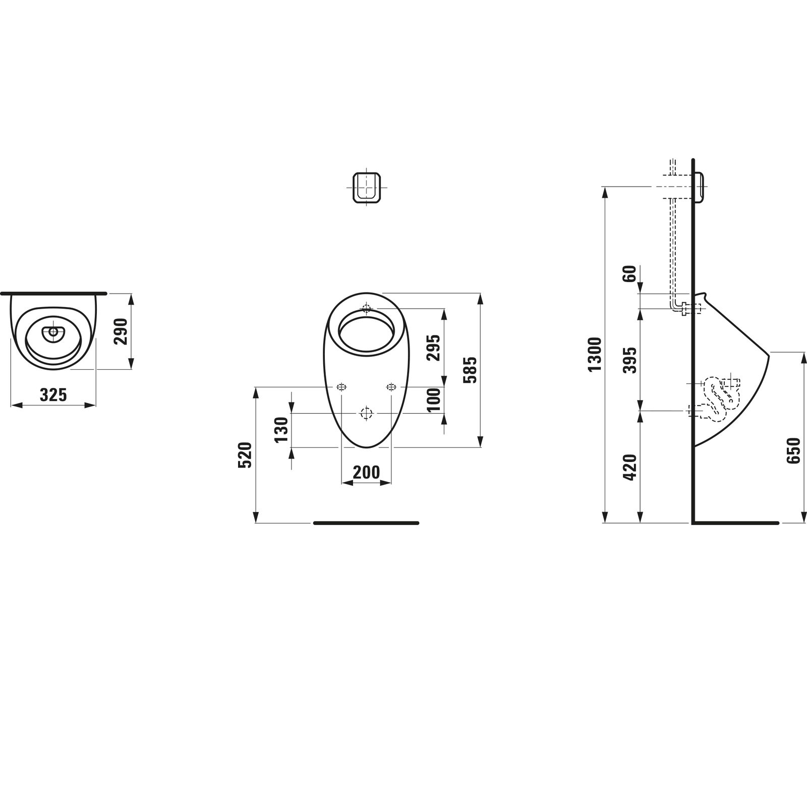 Laufen Absaug-Urinal ALESSI ONE ohne Deckel, ohne Fliege, weiß LCC